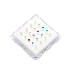 Silver Nose Pin Box in Assorted Resin Colours (20 pack)