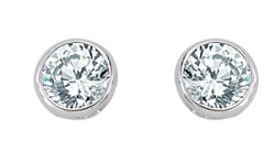 6mm CZ Rubover Round 925 Sterling Silver Stud Earrings (Pack of 5)