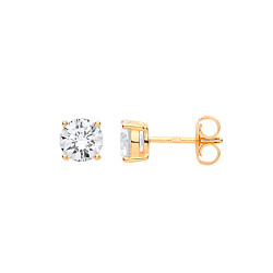 Silver Gold Plated 6mm Round 925 Sterling Stud Earrings