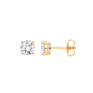 Silver Gold Plated 6mm Round 925 Sterling Stud Earrings