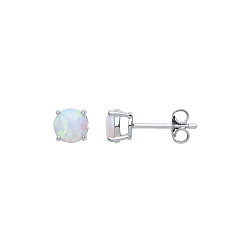 6mm Opal Round 925 Sterling Silver Stud Earrings (Pack of 3)