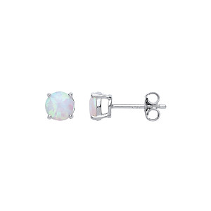 6mm Opal Round 925 Sterling Silver Stud Earrings (Pack of 3)