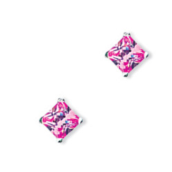 4mm Pink Square 925 Sterling Silver Stud Earrings (Pack of 5)