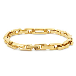 Stainless Steel Bar Link Bracelet - 14K GP
