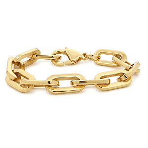 Stainless Steel Chunky Paperlink Bracelet - 14K GP