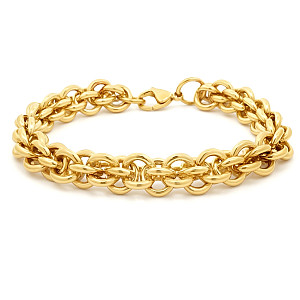 Stainless Steel Multi Round Belcher Link Bracelet - 14K GP