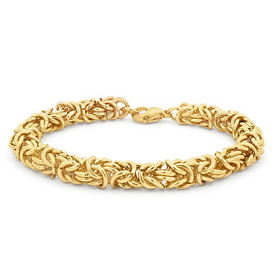 Stainless Steel Byzantine Bracelet - 14K GP