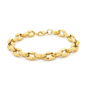 Stainless Steel Open Puffed Jumbo Mariner Link Bracelet - 14K GP