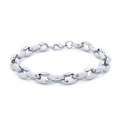 Stainless Steel Open Puffed Jumbo Mariner Link Bracelet