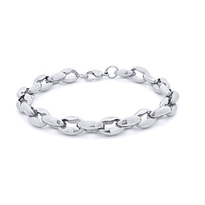 Stainless Steel Open Puffed Jumbo Mariner Link Bracelet