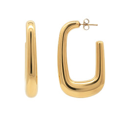 Stainless Steel Chunky Rectangular Hoop Earrings 14k GP