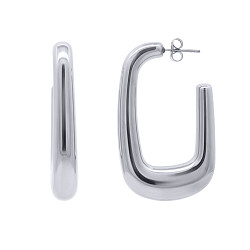 Stainless Steel Chunky Rectangular Hoop Earrings