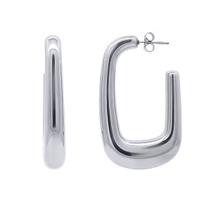 Stainless Steel Chunky Rectangular Hoop Earrings