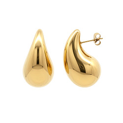 Stainless Steel Chunky Dome Huggie Earrings14K GP