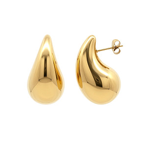 Stainless Steel Chunky Dome Huggie Earrings14K GP