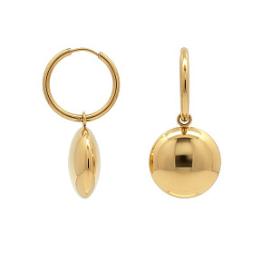 Stainless Steel Chunky Heart Shaped Hoop Drop Earrings 14K GP