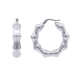 Stainless Steel Chunky Bamboo Hoop Earrings