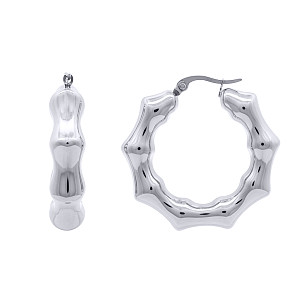 Stainless Steel Chunky Bamboo Hoop Earrings