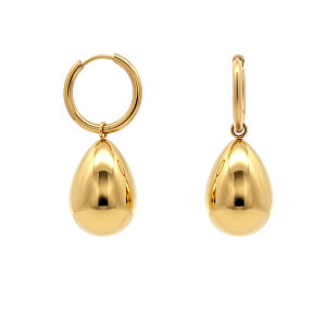 Stainless Steel Chunky Bamboo Hoop Earrings 14K GP