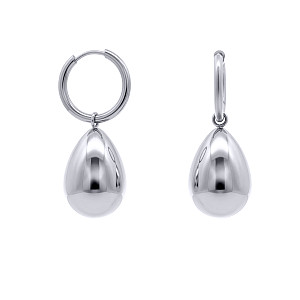 Stainless Steel Chunky Dome Shape Hoop Drop Earrings