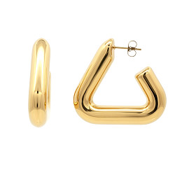 Stainless Steel Chunky Triangle Open Hoop Earrings 14K GP