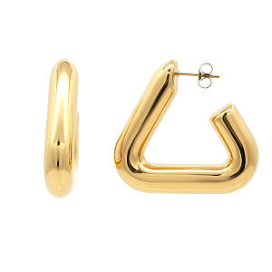 Stainless Steel Chunky Triangle Open Hoop Earrings 14K GP