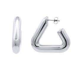 Stainless Steel Chunky Triangle Open Hoop Earrings