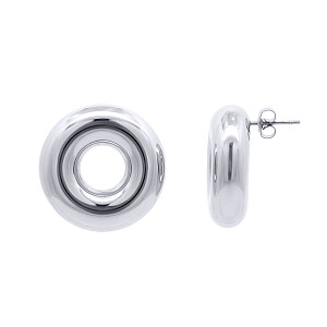 Stainless Steel Chunky Open Circle Stud Earrings