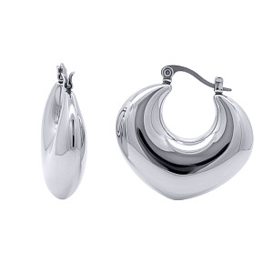 Stainless Steel Chunky Pointy Oval Hoops Earrings