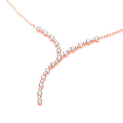 Rose Gold Plated Swarovski Zirconia Y Shaped Drop Necklace