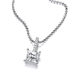 Swarovski Zirconia Square  2ctStone Pendant With Chain