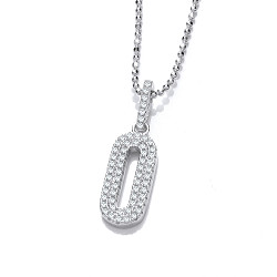 925 Sterling Silver Swarovski Zirconia Oval Pendant & Chain