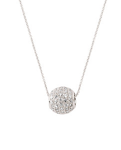 925 Sterling Silver CZ Micro Pave Ball Pendant On A 925 Sterling Silver Trace Chain