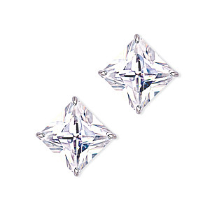 14mm Square 925 Sterling Silver Stud Earrings