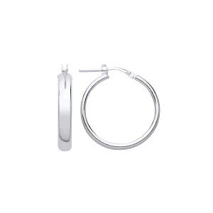 Silver 20mm Flat Hoop Earrings