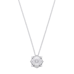 Silver CZ Octagonal Rose Cut Pendant Necklace