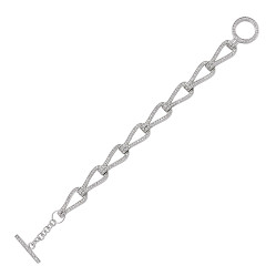 925 Sterling Silver Cubic Zirconia Micro Pave Dress Bracelet